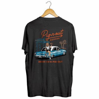 "PIG-N-OUT" Tee Black